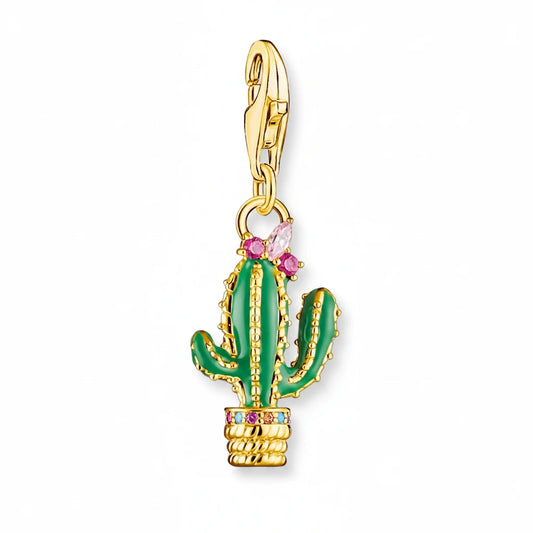Pendentif Charm Cactus Vert Argent 925 – Bijou Coloré Unisexe