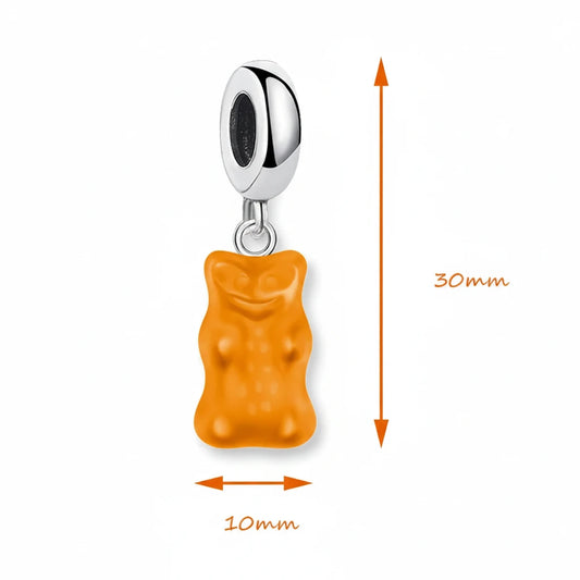 Pendentif Charm Ours Gélifié Argent 925, bijoux colorés unisexes en forme d'ours gélifié.