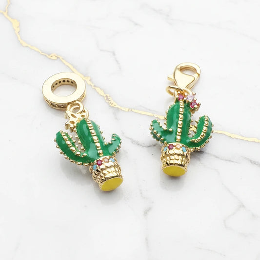 Pendentif Charm Cactus Vert Argent 925 – Bijou Coloré Unisexe