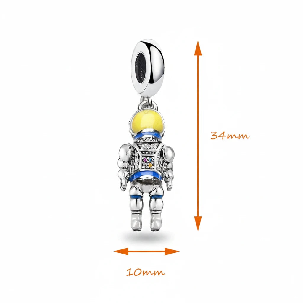 Pendentif Charm Astronaute Argent 925 – Bijou Coloré Unisexe